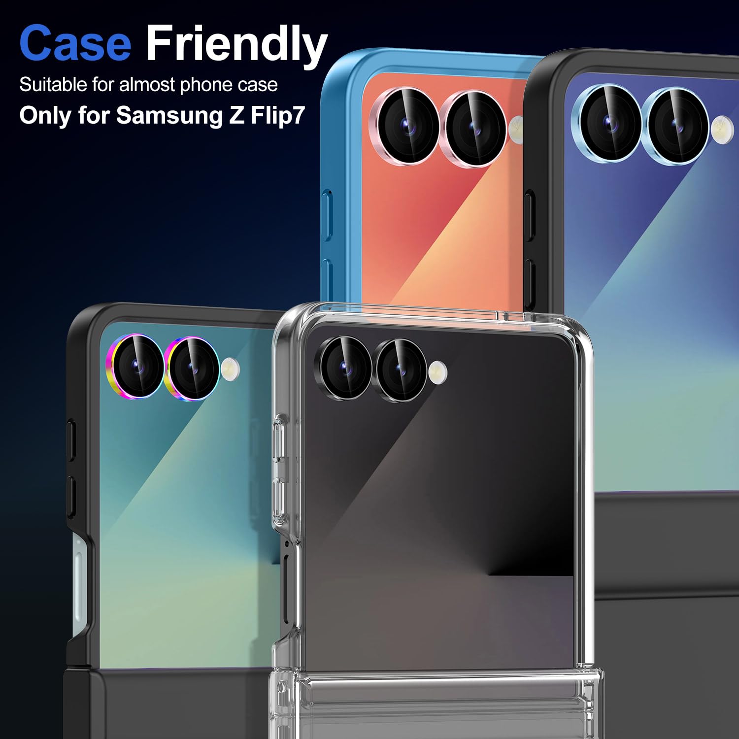Osłona obiektywu aparatu Samsung Galaxy Z Flip 7, pojedyncza osłona obiektywu ze szkła hartowanego z metalowym pierścieniem, silna adsorpcja, odporna na zarysowania, ultracienka przezroczysta