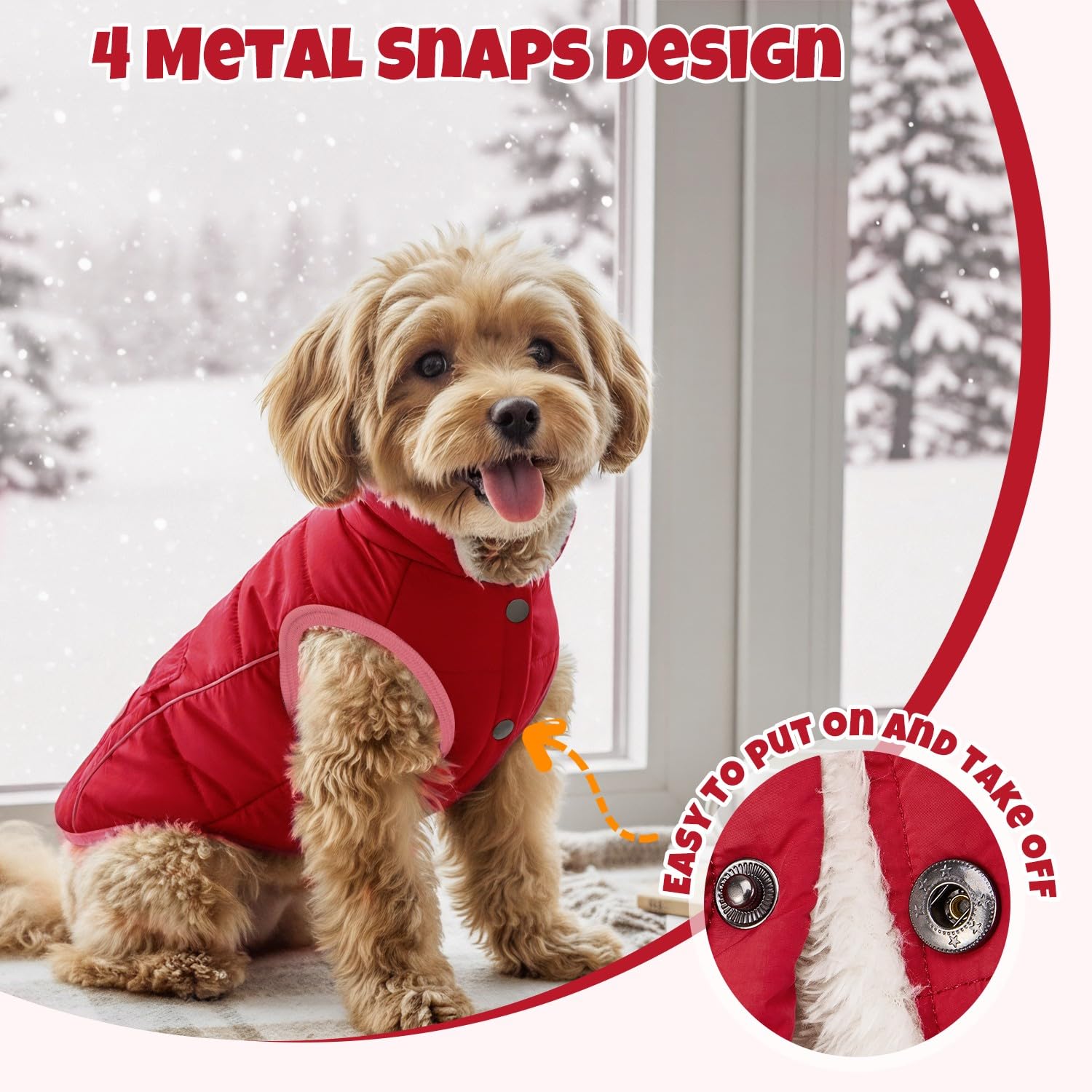 SlowTon Manteau d'hiver pour Chien - Veste de Neige pour Chien doublée en Polaire Chaude avec Bandes réfléchissantes et Poches, Gilet résistant à l'eau pour Temps Froid pour Petits et Moyens Chiens