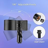 Vista 4 de BILIONE Microphone Holder, Large Mic Accessory Clip for Stands, Fit for Most Condenser and Wireless Microphones with Outer Diameter Range 1.26" from