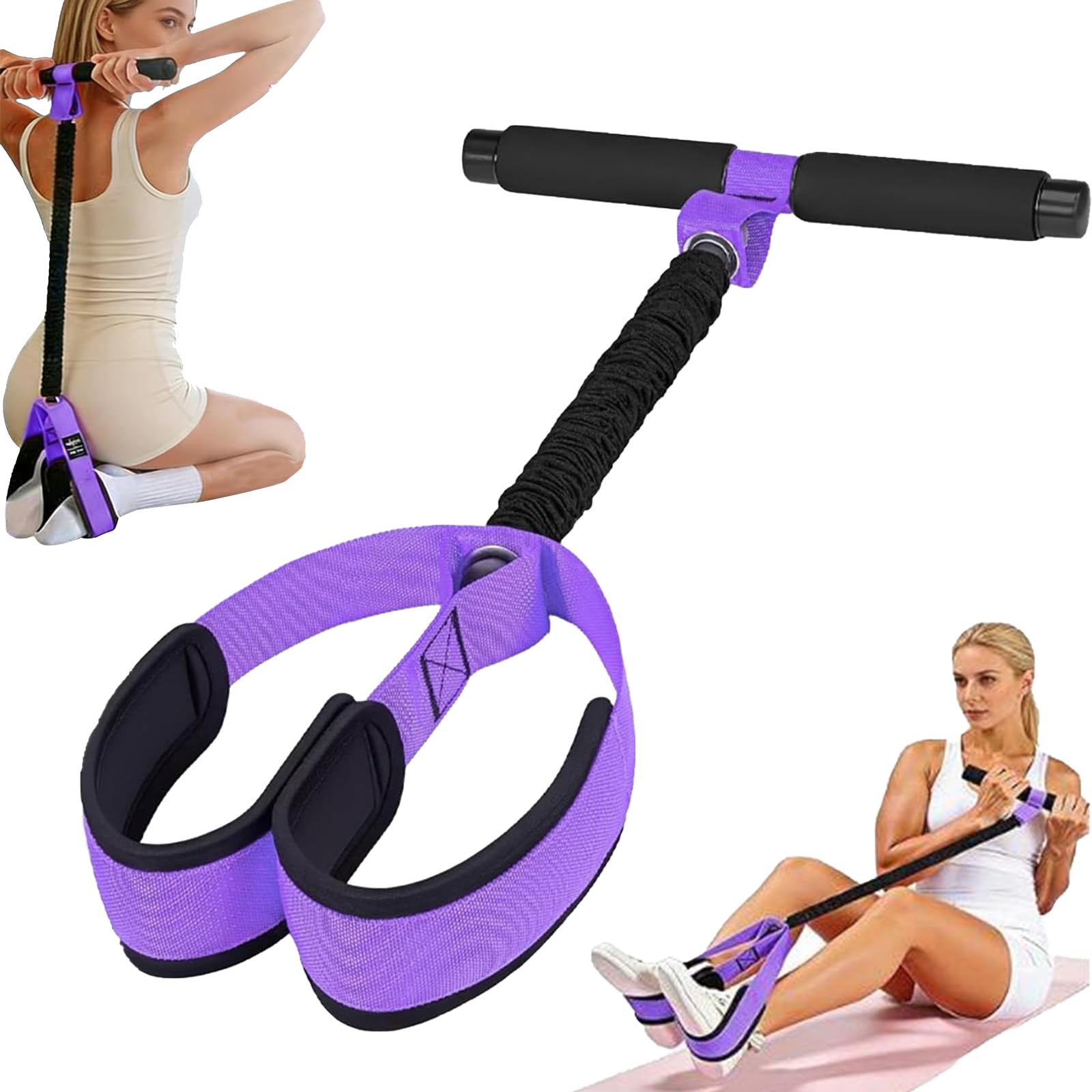 Pedal Resistance Bands with Handle, Abdominal Trainer Equipment for Home Workouts, Sit Up Exercise Equipment with Tension Rope, Elastic Yoga Pedal Puller for Core Strengthening and Muscle Toning ﻿