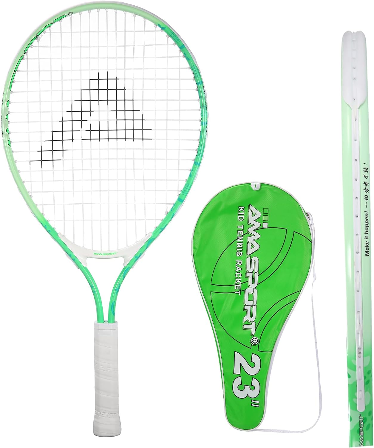 AMA SPORT Kids Tennis Racket for Junior Toddlers Starter Kit 17-25" Tennis Racquet for Girls and Boys with 420D Nylon Shoulder Strap Bag Green 23 inch