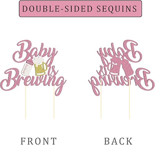 Miniatura 3 de 1 paquete de decoración de pastel con purpurina para decoración de baby shower temática de cerveza, decoración de revelación de género de bebé (bebé