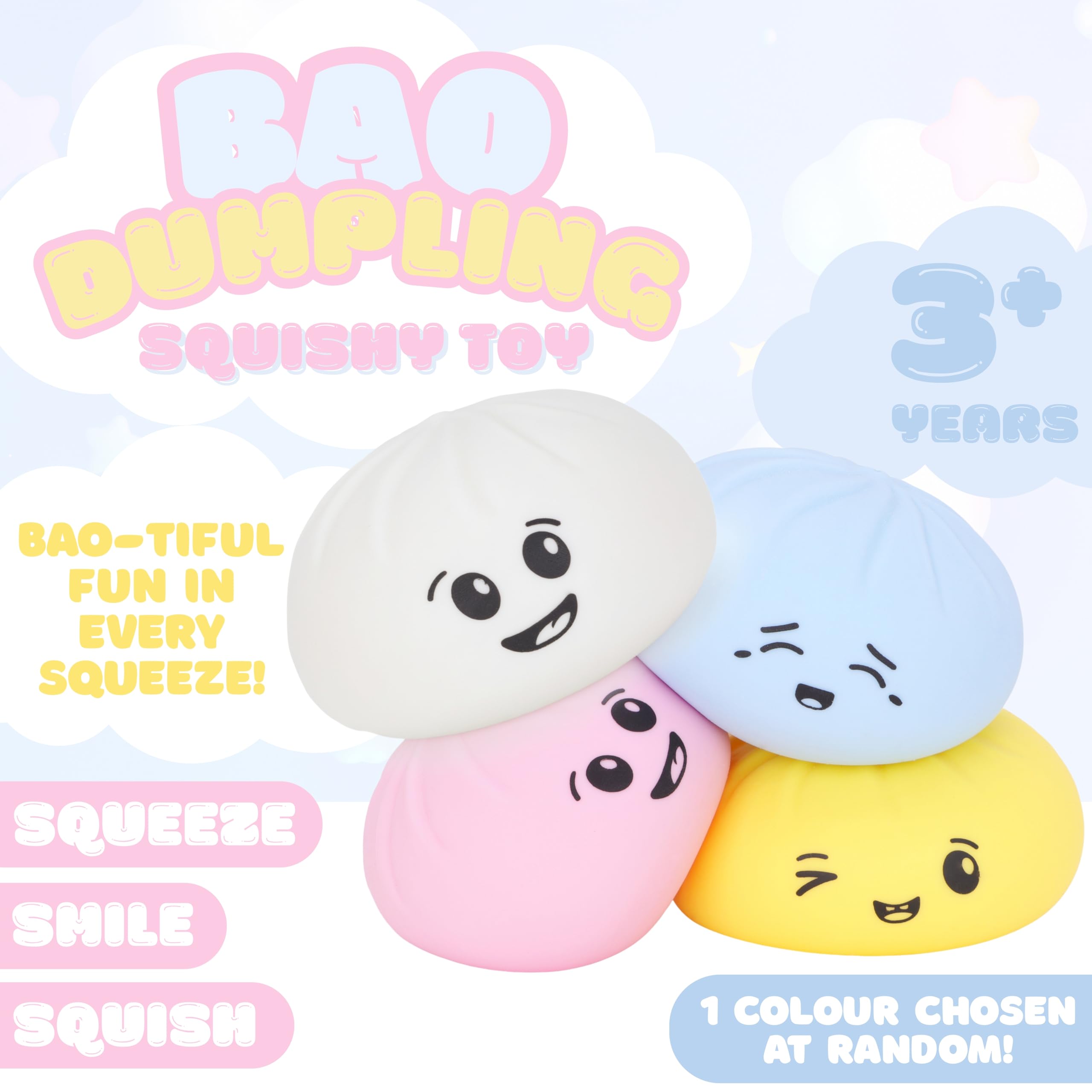 Toyland® Bourrelette Bao Squishy avec boîte Vapeur en Plastique - Jouet Anti-Stress pour Enfants - 1 aléatoire - Dès 3 Ans