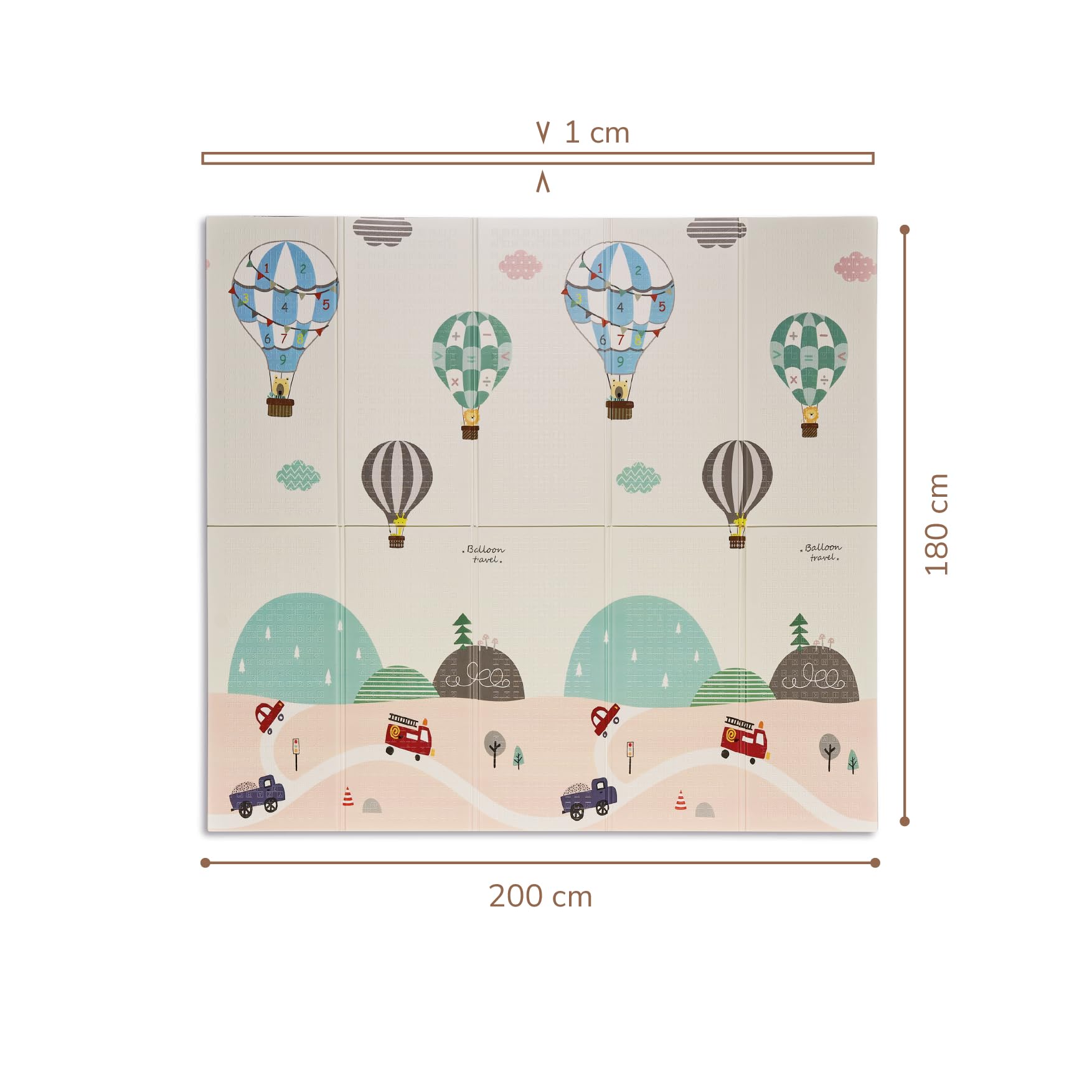 Buddy Baby - Alfombra de Juegos para Bebé XXL180x200 cm - Doble Cara, Tapete Muy acolchado, Plegable y con Bolsa de transporte (Globos/Osito) — view 7