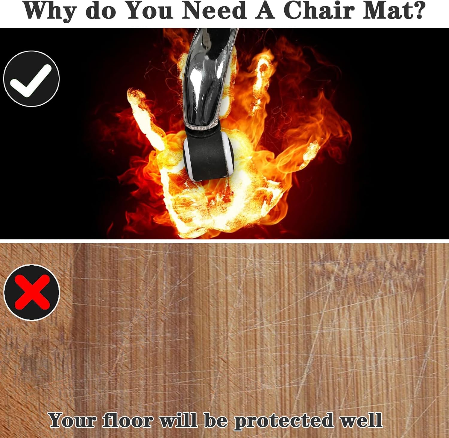 Desk Chair Mat for Carpet and Hardwood Floors 120 x 150 cm Non Slip Gaming Chair Mat for Office and Home Office Floor Protector Mat for Rolling Chairs in Gaming Room