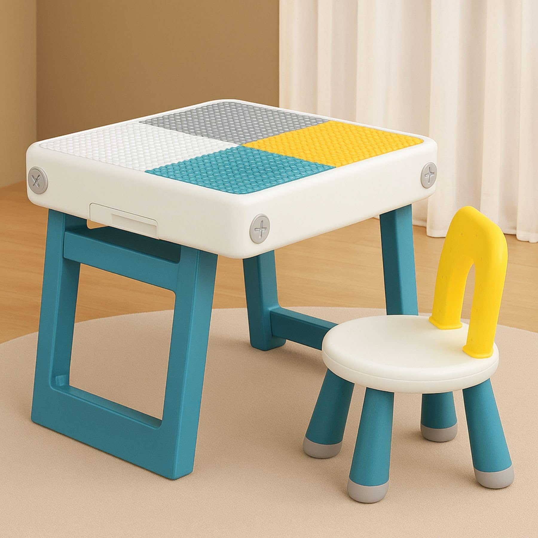 Little Olive Pastel Blue Kids Chair & Drawing Board - DIY Creative Station -9