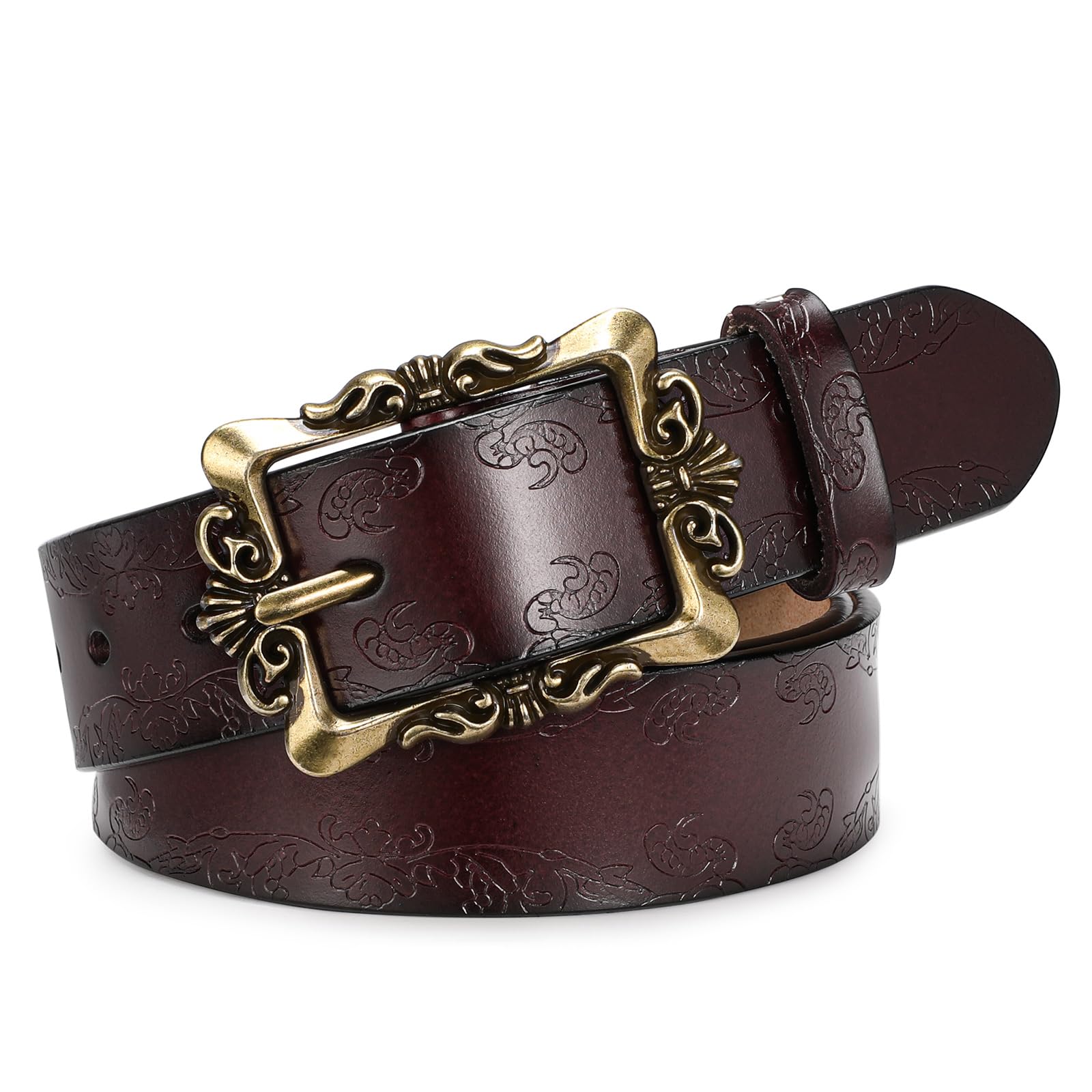 Womens Leather Belt Fashion Soft Waist Belt with Pin Buckle for Jeans Dress Leisure Pants