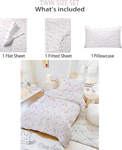 Miniatura 93 de Juego de sábanas y fundas de almohada tamaño individual Sábanas de cama individual para niños y niñas