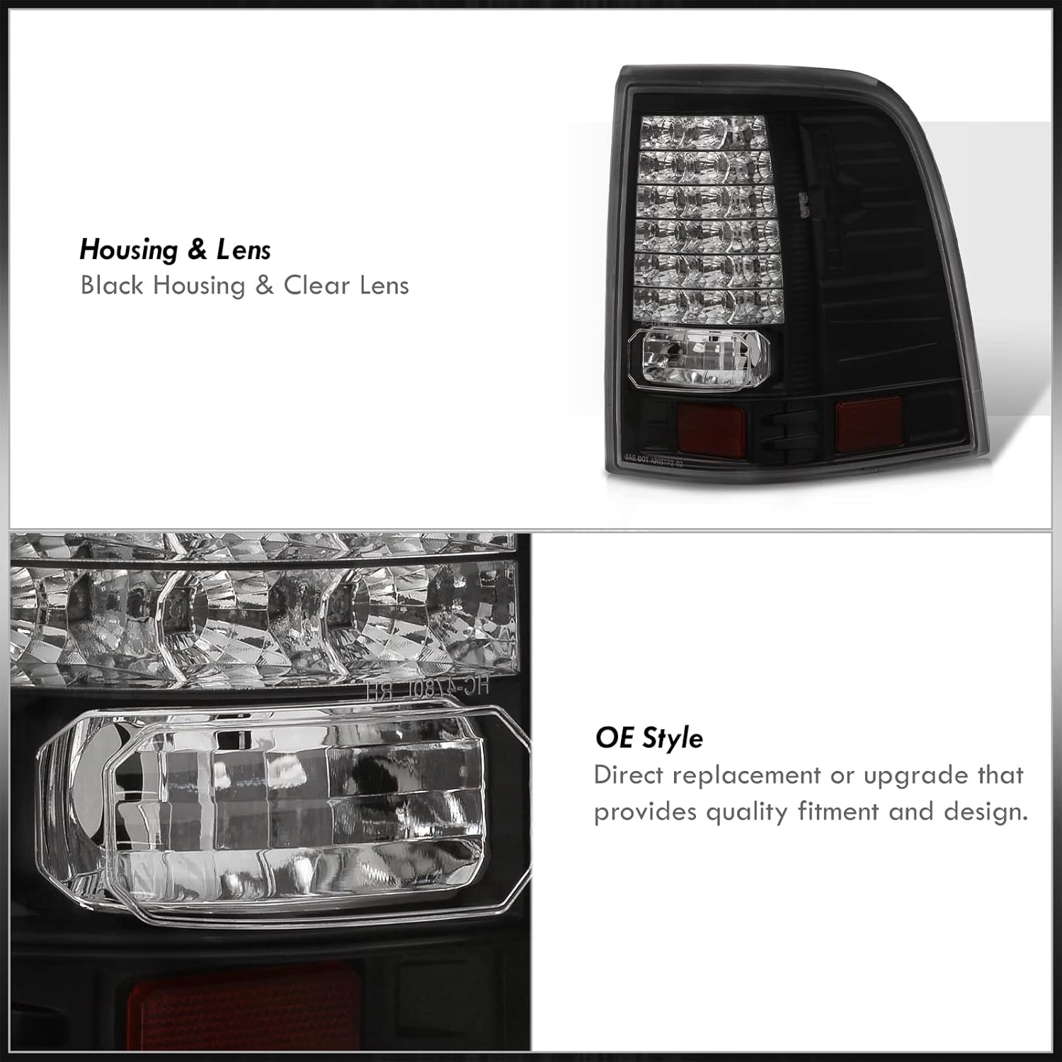 Replacement Rear LED Tail Lights Lamps Left Right Driver Passenger Set Pair For Ford Explorer (Black)