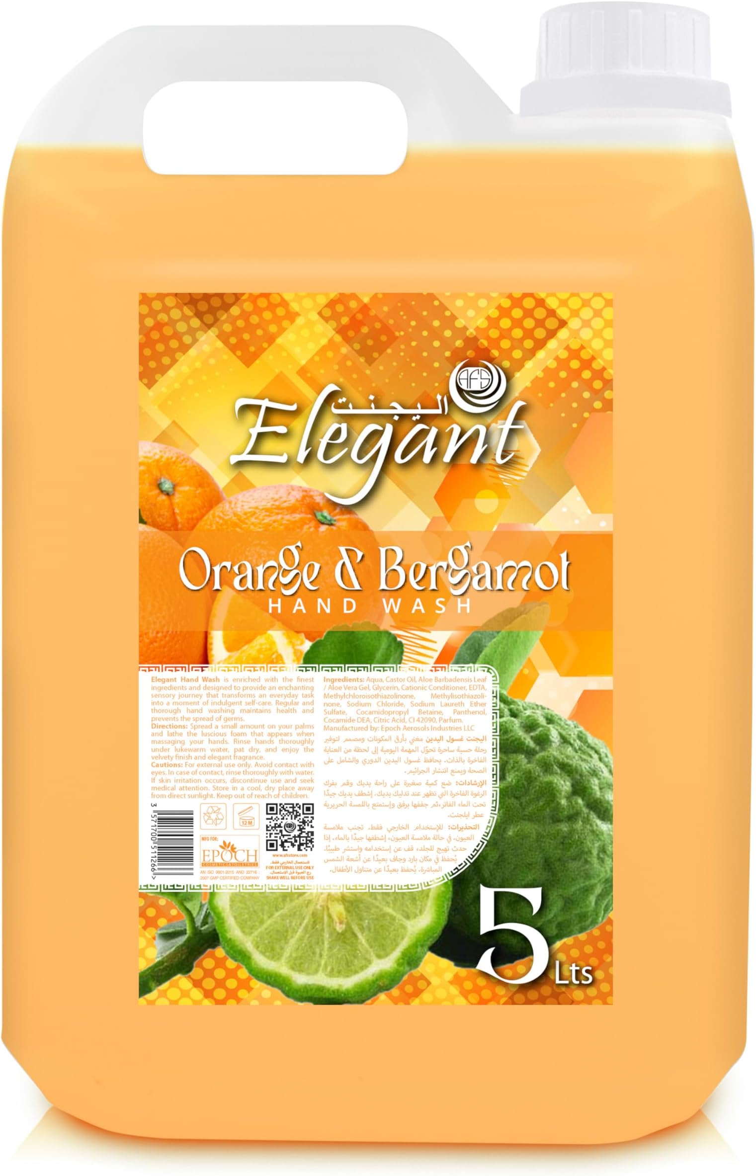 Elegant 5 Liter Orange & Bergamot Hand Wash Refill