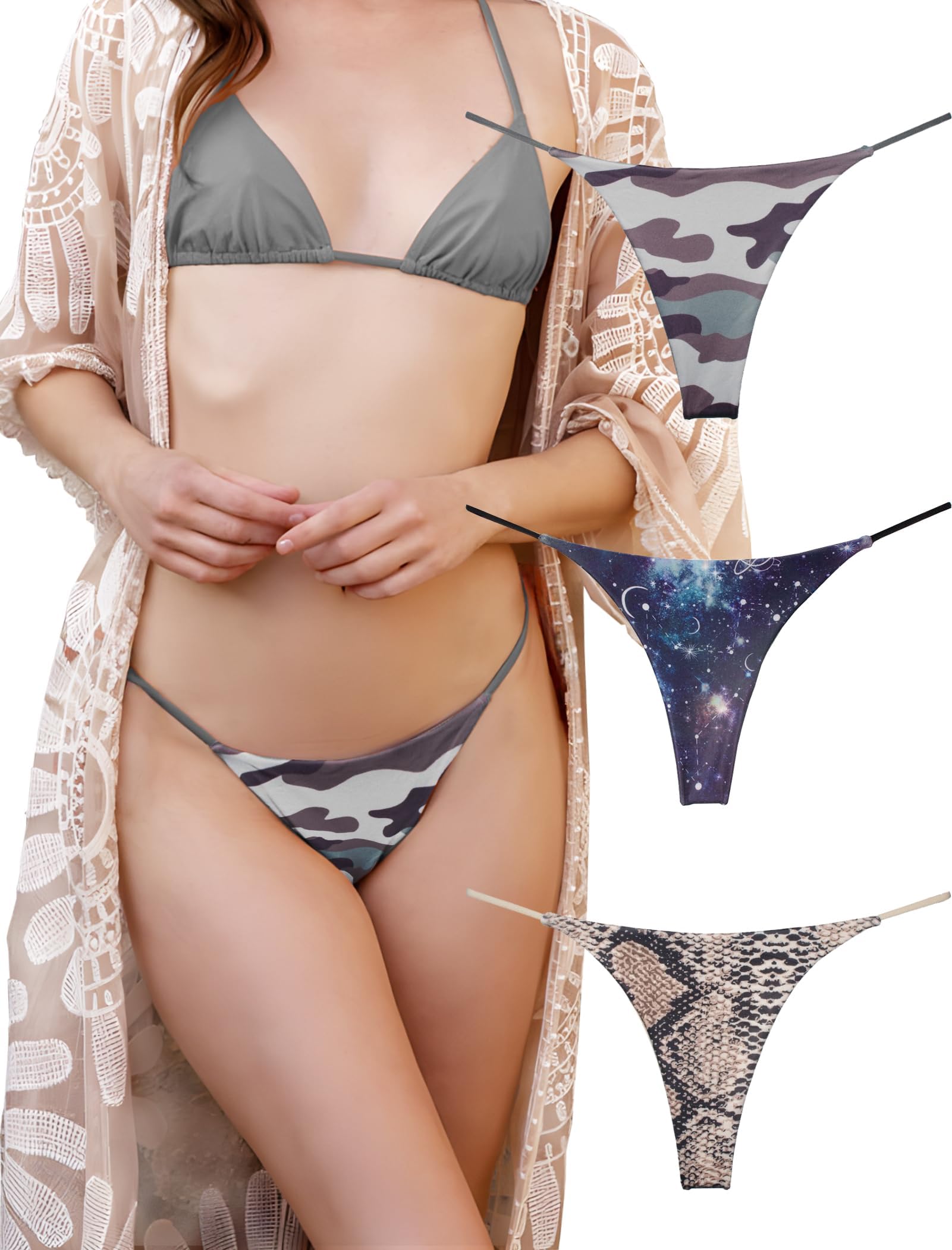 Cotton Thongs for Women Sexy Seamless Woman G String Panties 3 Pack Set