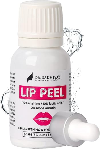 DR. SAKHIYA'S Lip Peel Solution For Dark Lip | Heals &amp; Hydrates Chapped Lips 10% Arginine &amp; Lactic Acid with 2% Alpha Arbu...