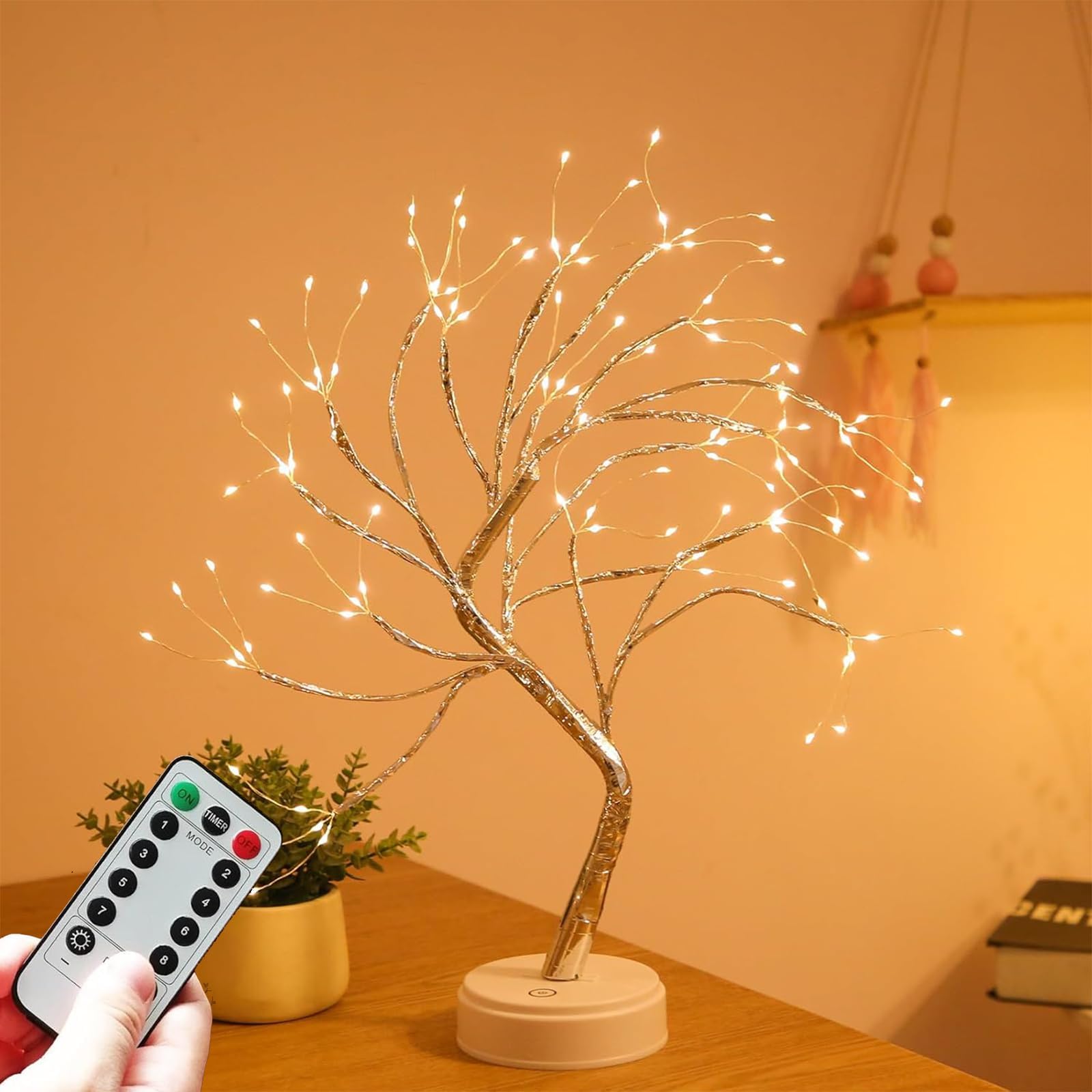 2x LED Lichterbäume Warmweiß - 108 LEDs, USB/Batterie, Touch-Bedienung