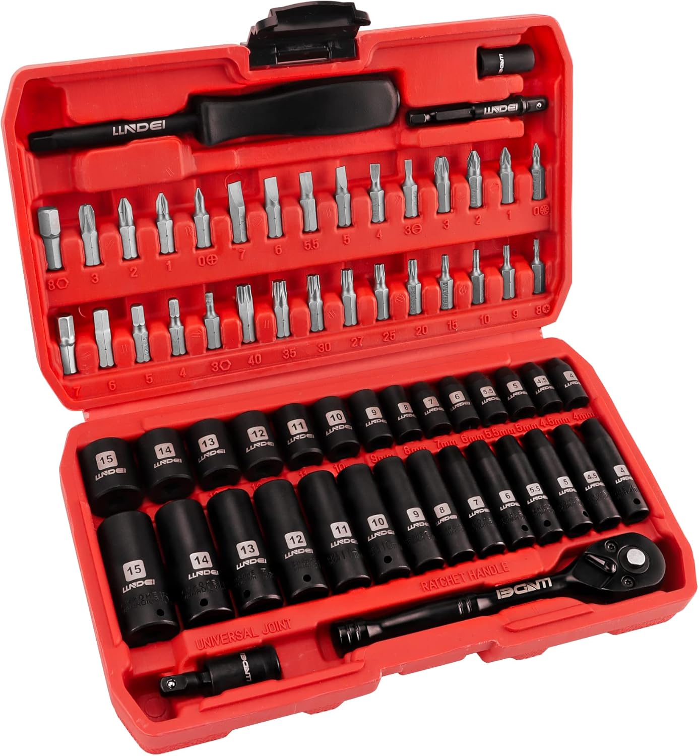 LLNDEI 63+95 PCS 1/4" &3/8" Drive Impact Socket Set