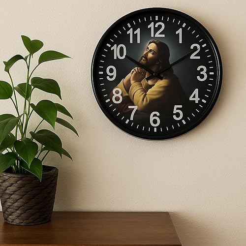 Miniatura 2 de El reloj de oración de 10 pulgadas con pasajes bíblicos por hora narrados por James Earl Jones, decoración religiosa montada en la pared