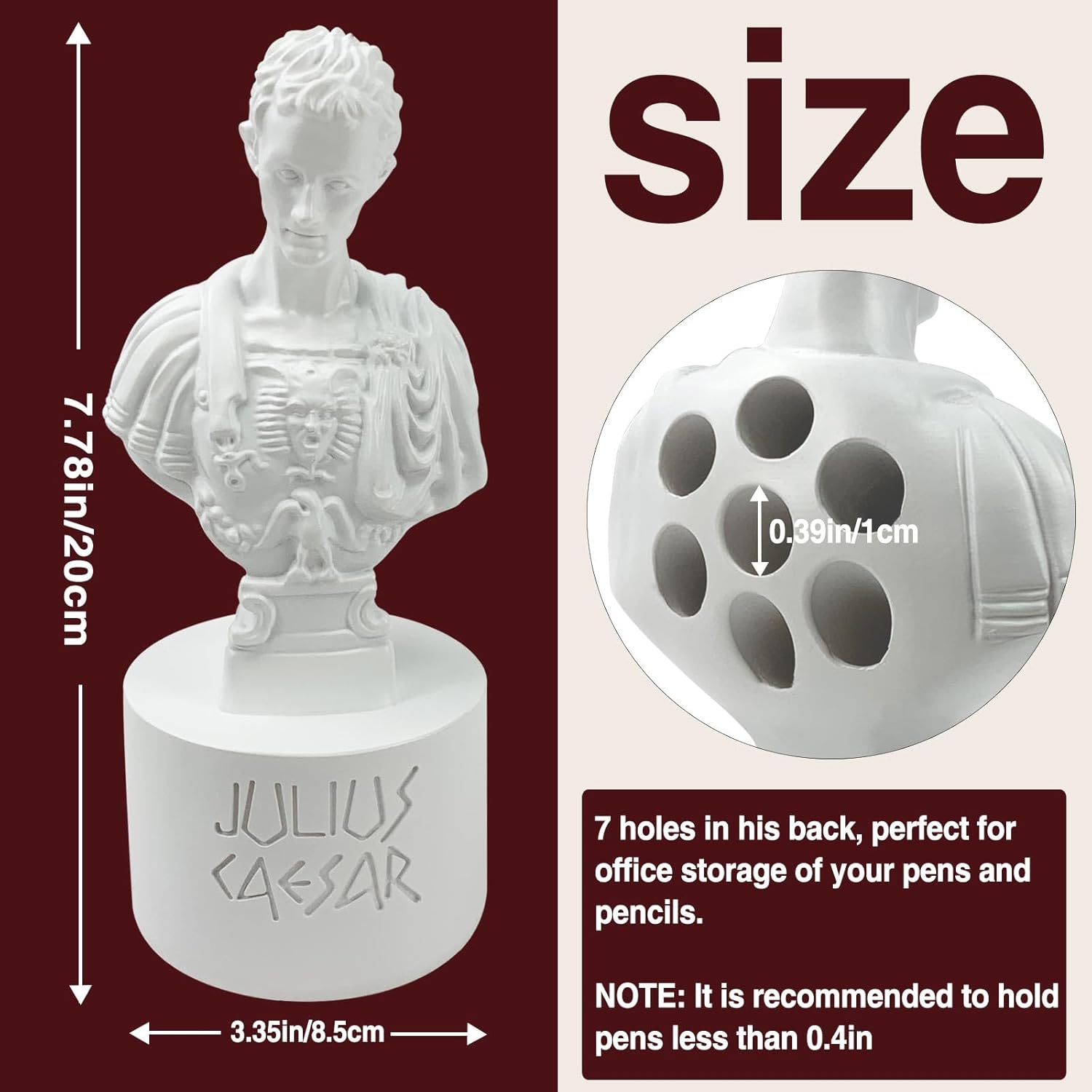 Julius Caesar Pencil Holder Fun Caesar Pen Holder for Desk Teacher Office Organizers Stationary for History Teacher Ides of March