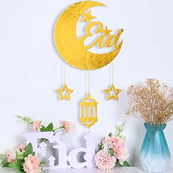 3 Pcs Ramadan Hanging Decorations Eid Mubarak Wall Decor Hollow Moon Star Lantern Shape for Islamic Muslim Home Decor Indoor Outdoor Hanging Ornament for Wall Window