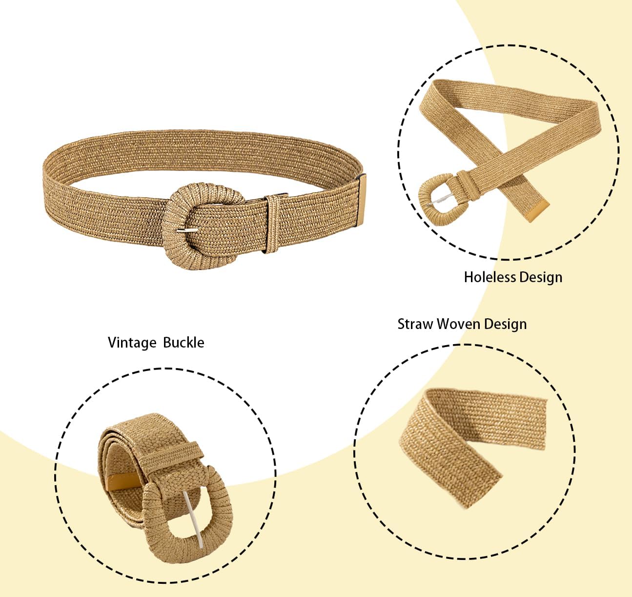 COTIM COYIN Women's Braided Waist Belt with Wide Woven Design and Chunky Buckle - Image 2