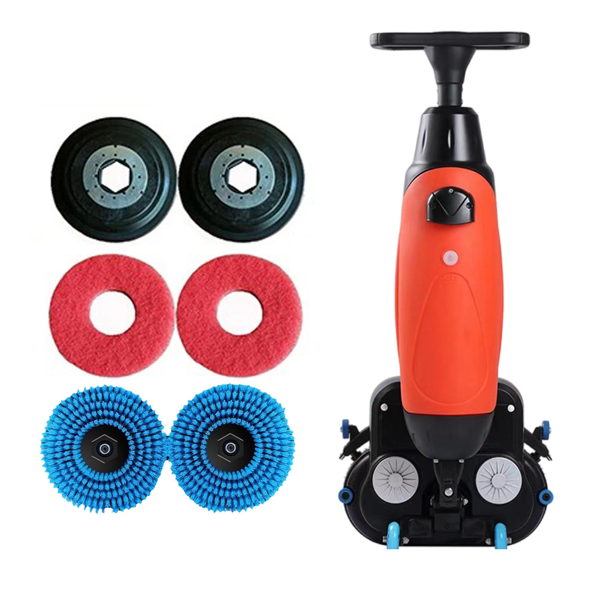Brosse à récurer compacte pour sols durs, largeur de nettoyage de 43,2 cm, double brosse, tête rotative à 360° pour la maison, le bureau et l'hôtel