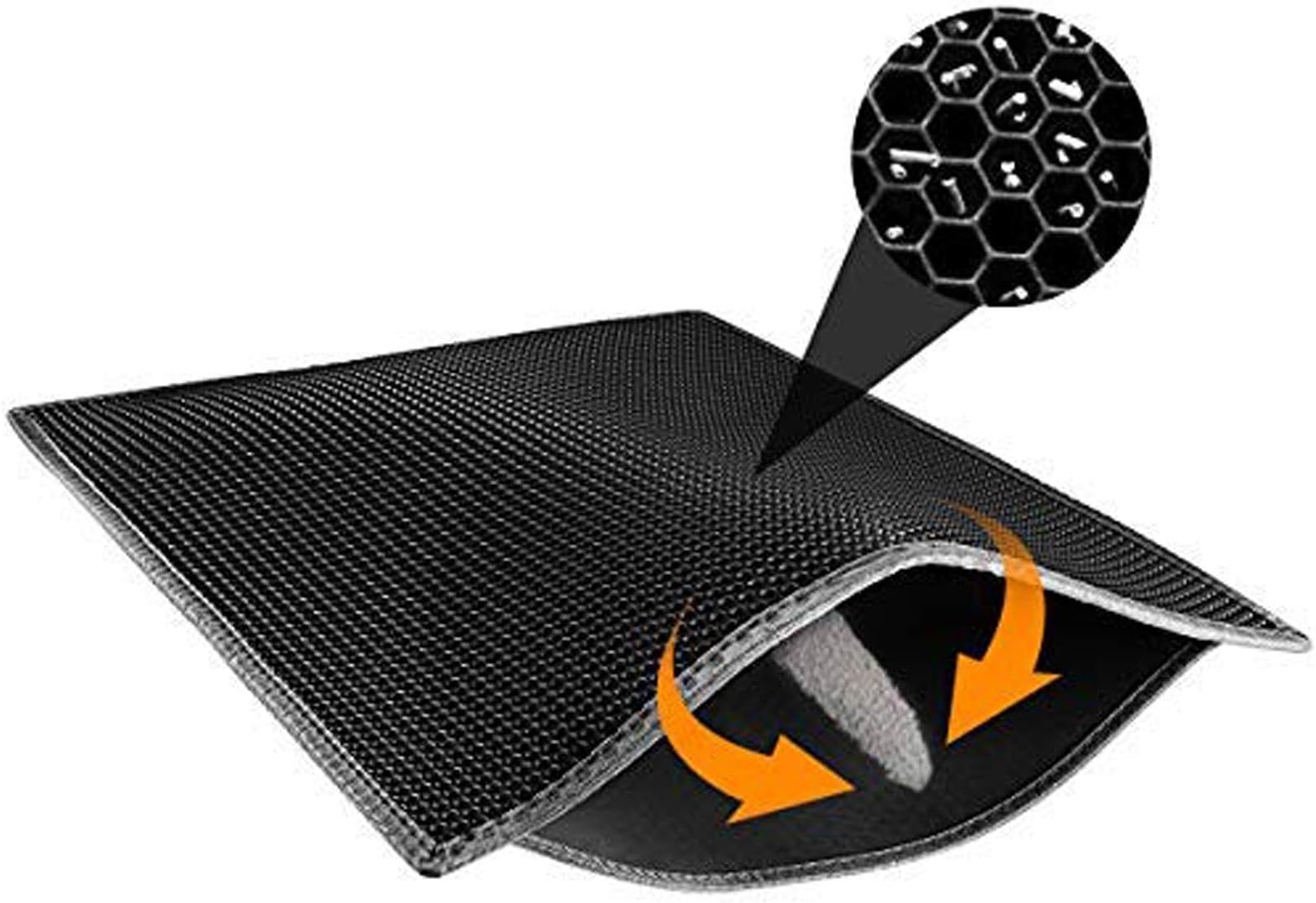 Waretary Cat Litter Mat, 30" X 24" Litter Trapping Mat, Double Layer Honeycomb Litter Box Mat, Urine & Waterproof Kitty Litter Mat, Scatter Control Easy Clean (Black)