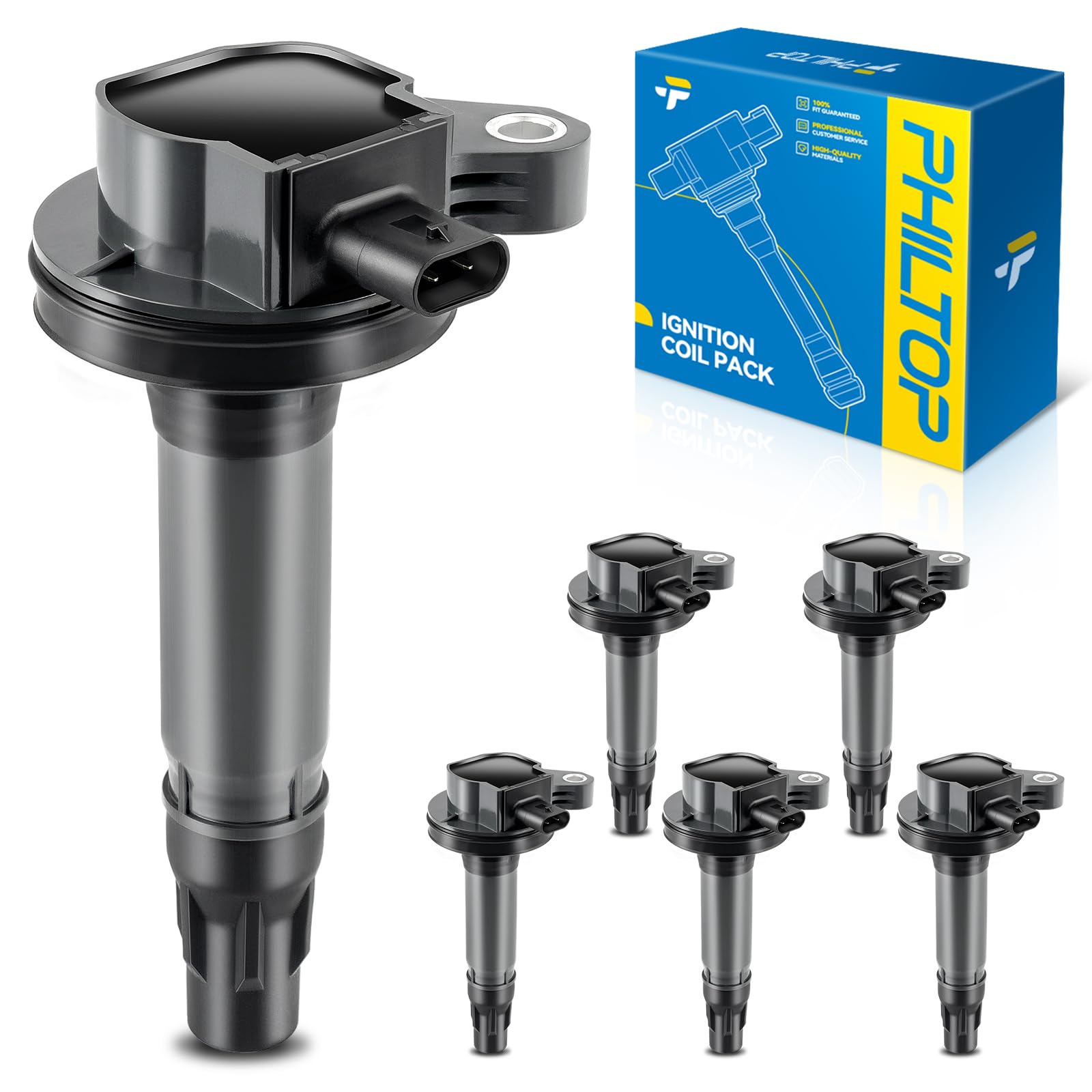PHILTOP 6 Pack Ignition Coil UF823 Fit for Explorer Transit-150/250/350 MKX