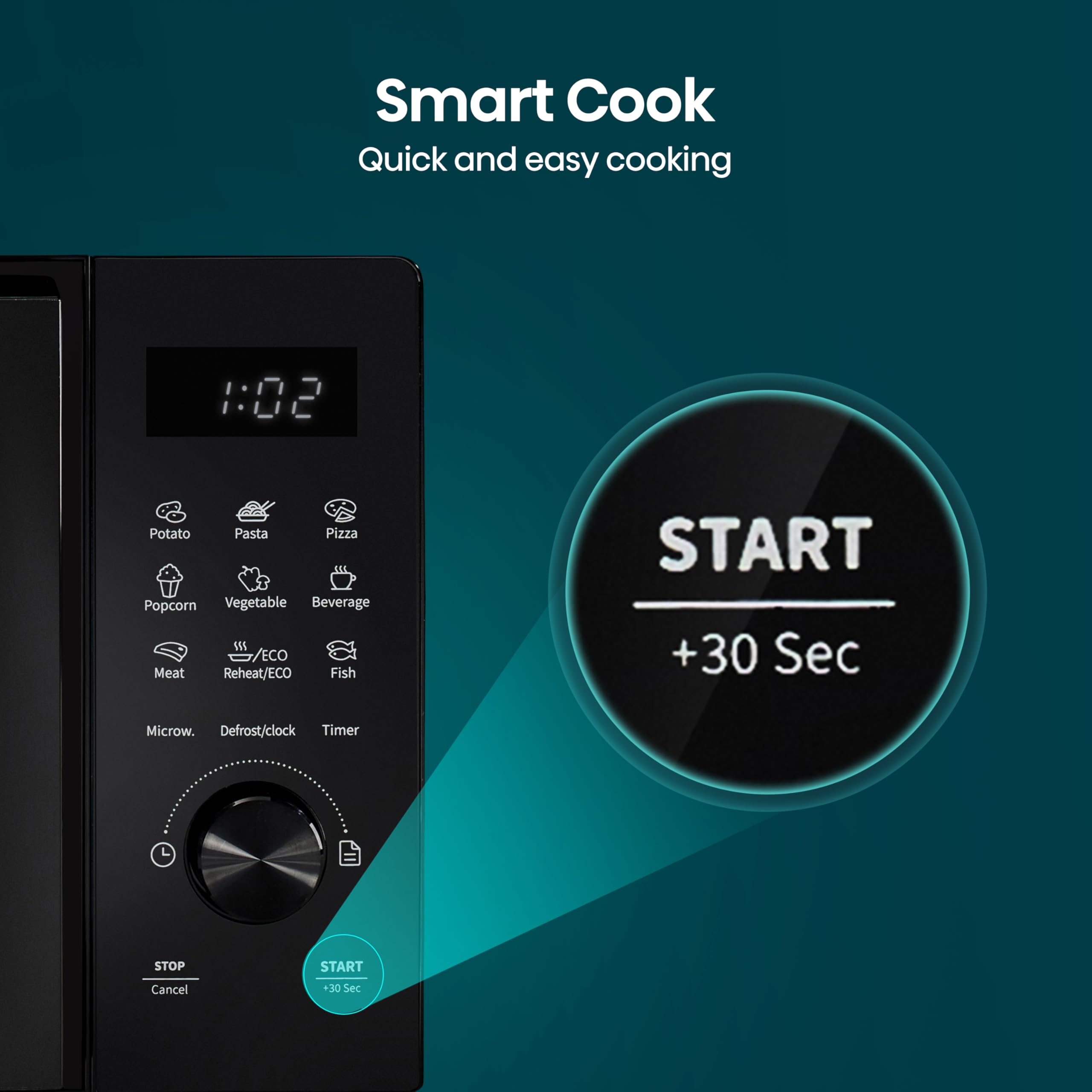 Hisense H23MOBSD1HUK 23 Litre 800W electronic Microwave with Auto Defrost, Digital Display, Smart Cook, Multi level cooking and Easy Clean- Black — view 13