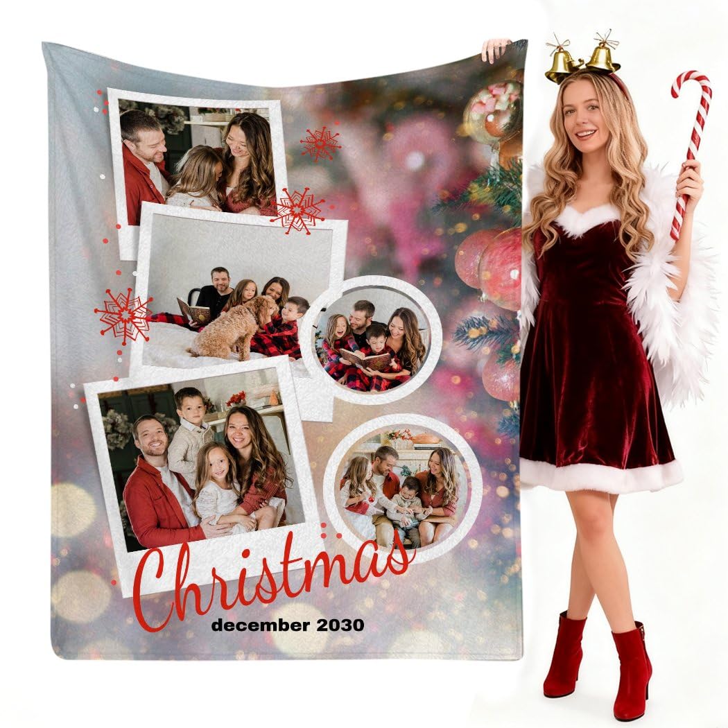 Manta personalizada con 5 fotos para cumpleaños de amigos, regalos personalizados para parejas, novios, novias, esposa, marido, para San Valentín, aniversario, Navidad, Año Nuevo, regalos