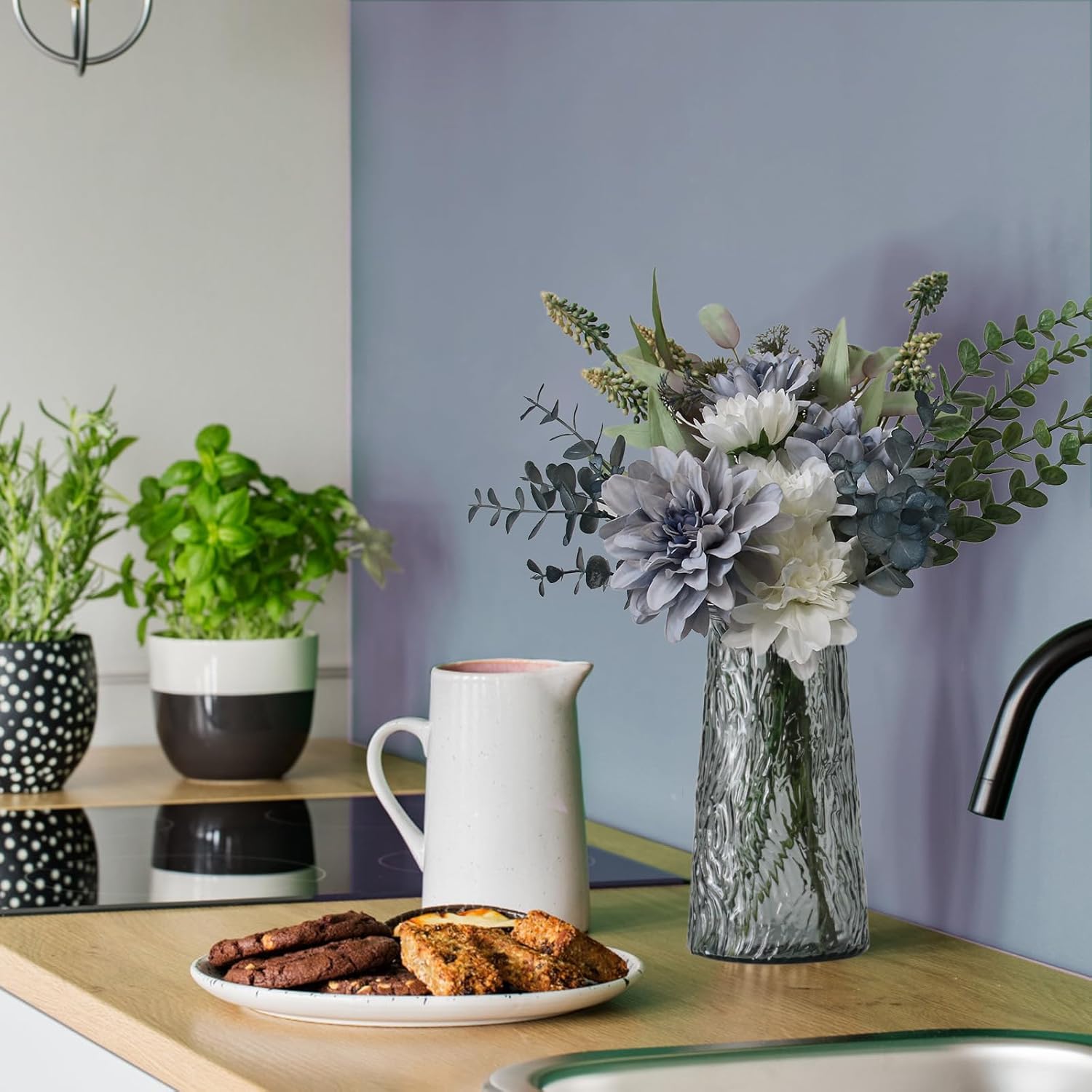 Leftover Fake Flowers in Vase,Faux Flowers in Vase,Table Centerpieces for Dining Room,Flower Centerpieces for Tables,Artificial Flowers,Kitchen Decor,Coffee Table Decor - Image 9