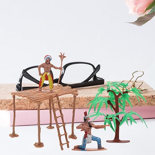 Miniatura 8 de NUOBESTY Juego de figuras de indios de plástico, figuras de acción de indios nativos americanos y accesorios para decoración de caja de arena en