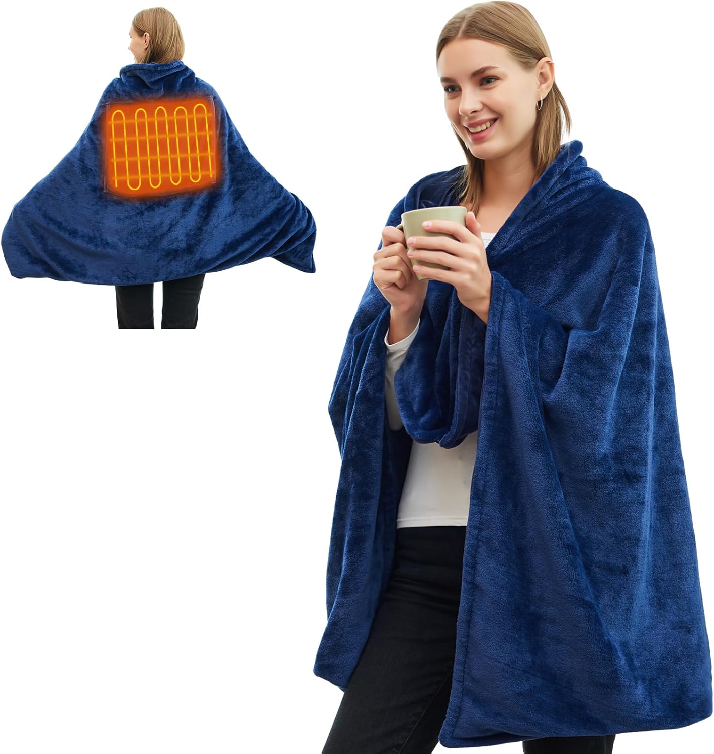 Keltne USB Heated Blanket, Cordless Electric Blanket Throw 3 Heating Levels, Portable Car