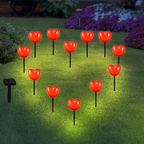 Miniatura 5 de Kidyawn Decoración del día de San Valentín luz solar en forma de corazón luz de jardín luz de ambiente lámpara de inserción de tierra regalos para