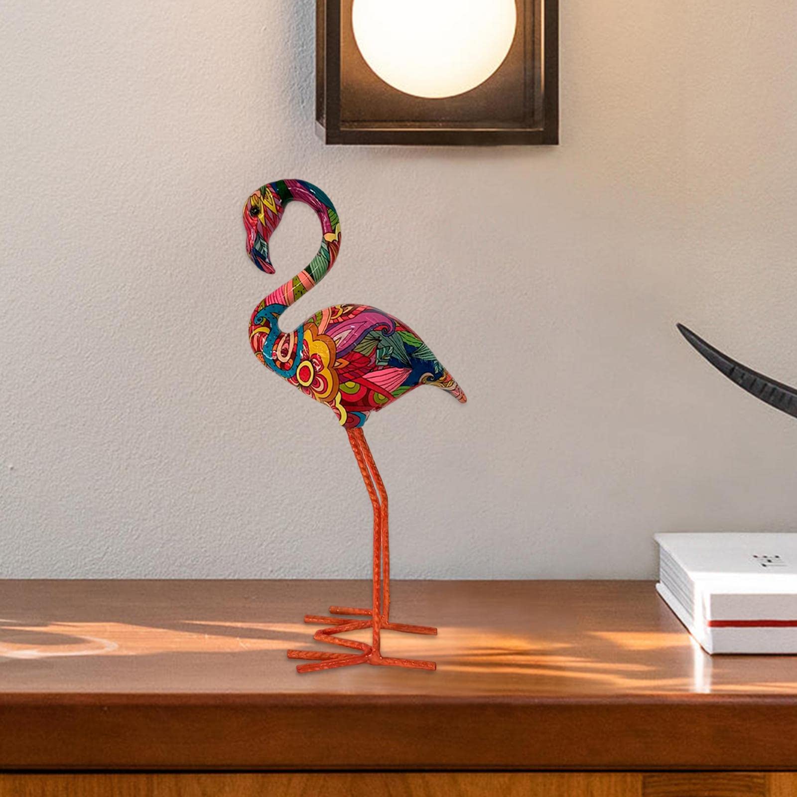 Qianly Flamingo Garden Statue Bird Sculpture Indoor Outdoor Lawn Home Ornament Resin Figurine for Porch Decoration Summer Window B - Image 4