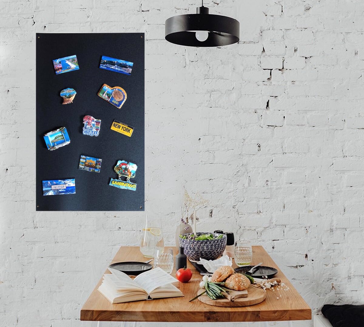 STALFORM Licht Magneetbord Zwart 66x42 Cm Roestvrij Staal Prikbord Magnetisch Groot Keuken Kantoor Kinderkamer 1011773651