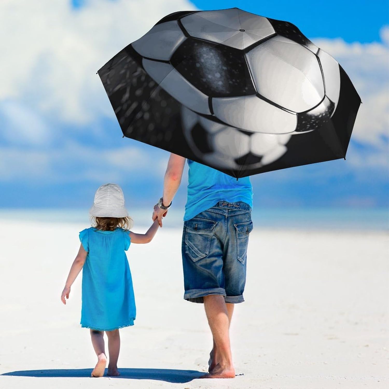 Soccer Ball Umbrella Extra Large Folding, Travel Umbrella Windproof, Compact, Golf Umbrella With Unique Patterns, Fashionable And Beautiful for Men And Women.