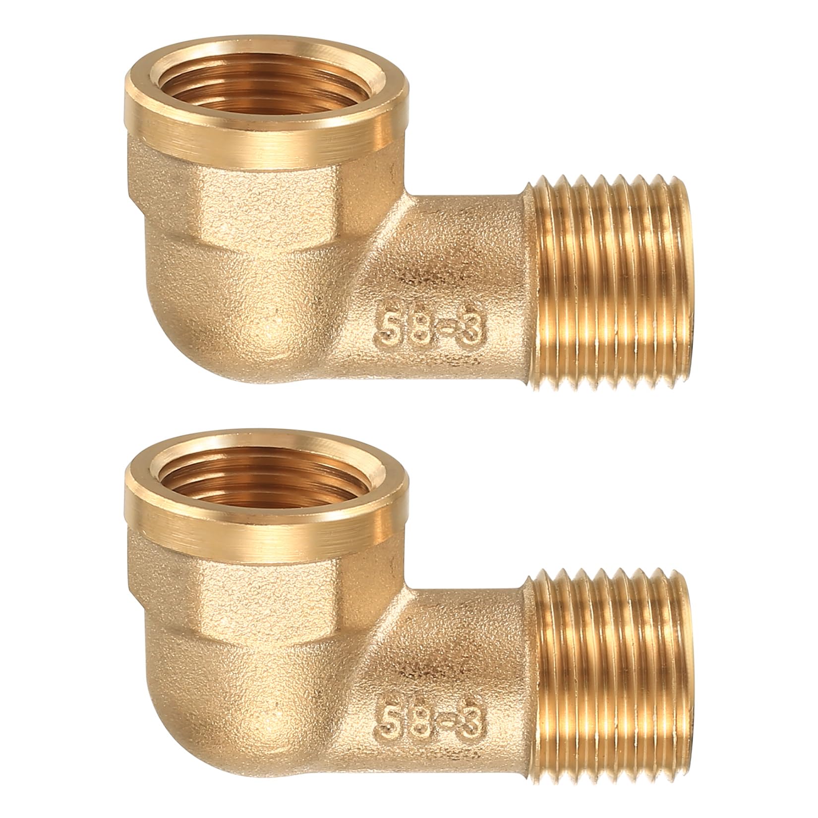2 Stk Messing Winkel 90° 1/2" IG/AG Verschraubung DN15,90 Grad Bogen Winkel G1/2 Zoll (19,5mm Innengewinde x 20,3mm Außengewinde),Gewindefitting Winkelverschraubung 1/2 Zoll für Trinkwasser Geeignet