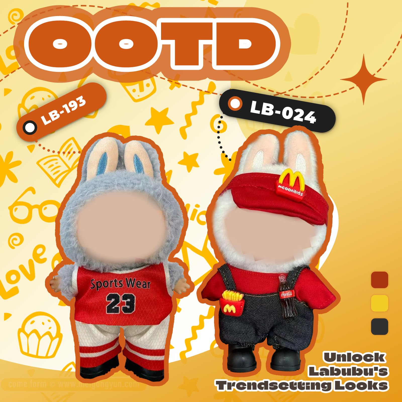 TOPtoper Doll Clothes for Labubu 2 Set Outfits for 17cm LA BU BU - Image 2