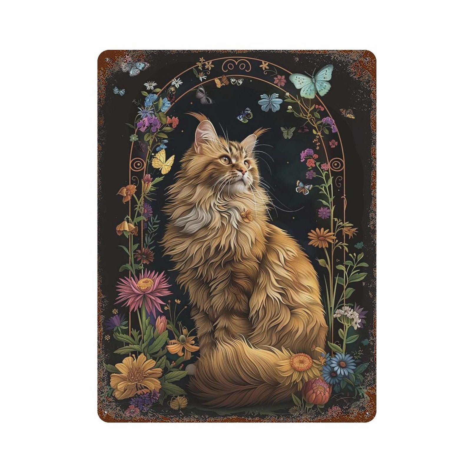 LaPerm 15.7"x11.8" Rustic Tin Plaque, Novelty Wall Decor for Living Room, Hallway And Home Decor