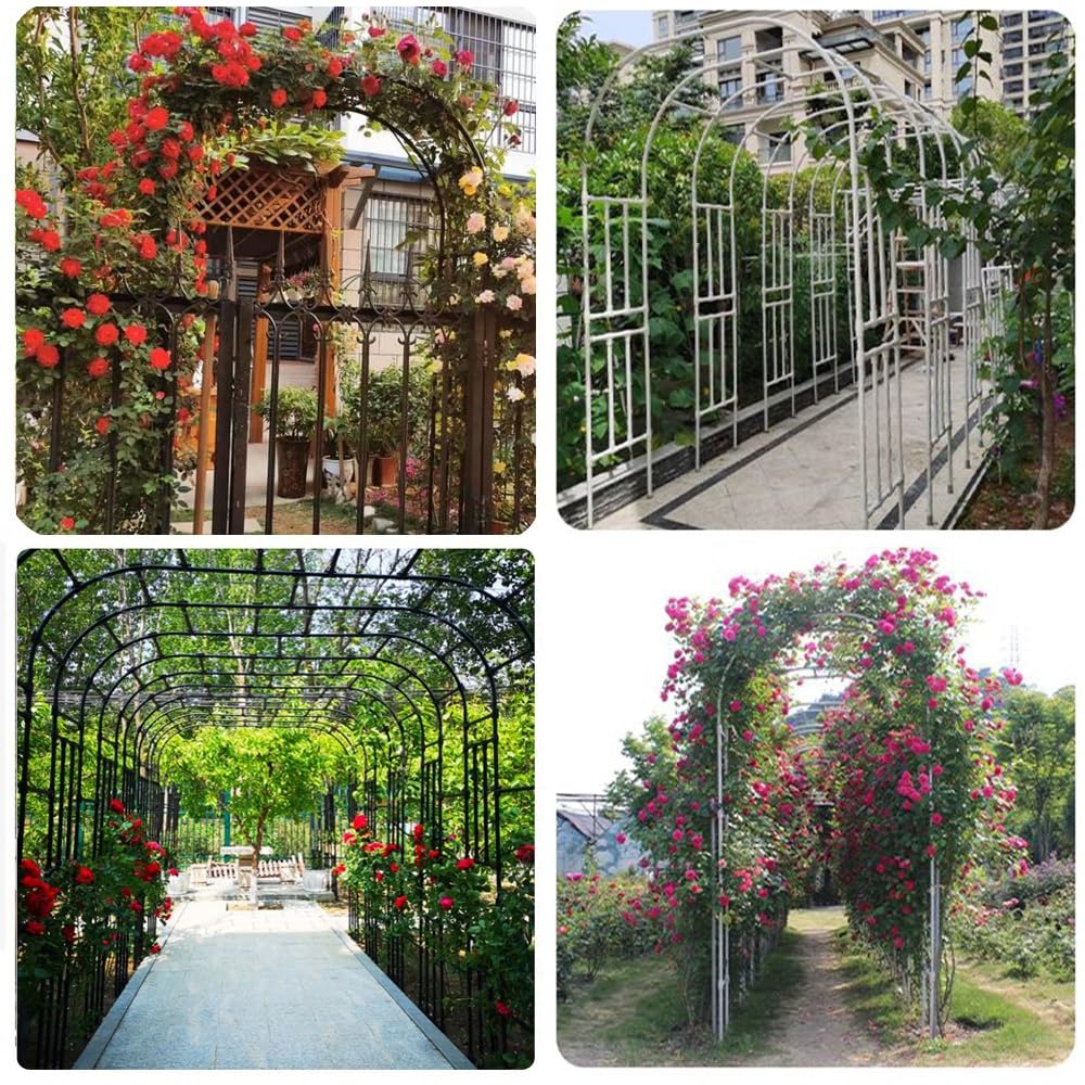 Arbor ad arco da giardino in metallo antiruggine per piante rampicanti, larghezza regolabile da 1,2 a 3,2 m, traliccio alto 2,4 m, perfetto per matrimoni e feste all'aperto, finitura nera (240 x 240
