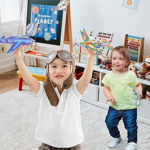 Miniatura 7 de ArtCreativity Aviones planeadores voladores de espuma para niños, juego de 12, aviones ligeros con varios diseños, aviones empaquetados