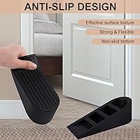 Vista 5 de Topes de puerta grandes para la parte inferior de la puerta en el piso, cuña de tope de puerta de goma grande premium, topes de puerta apilables