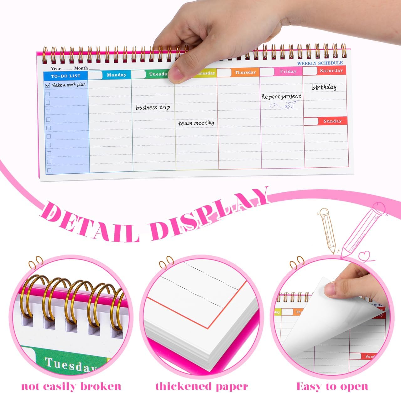 KALLORY Weekly Planner Notepad Undated Tear off Weekly Planning Pad with Horizontal Layout to do List Appointments Reminders Schedule Calendar Sheets for Home Office School Supplies 12.00X4.80In image 5