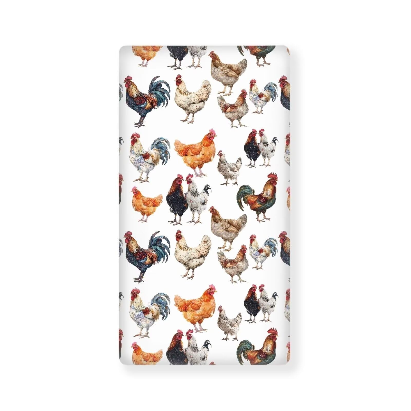 Vintage Rooster Fitted Crib Sheet for Baby Girls Boys Bed Sheet Set Toddler Mattress Sheets for Standard Crib 28" x 52", White
