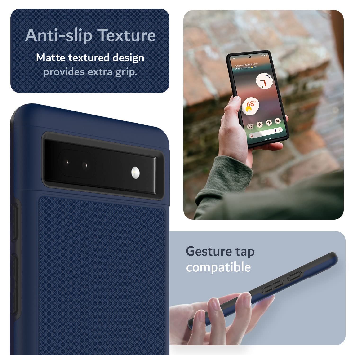 TUDIA DualShield Hülle Für Google Pixel 6a - Stoßfest, Militärgeprüft, Rutschfester Grip (Indigo Blau)