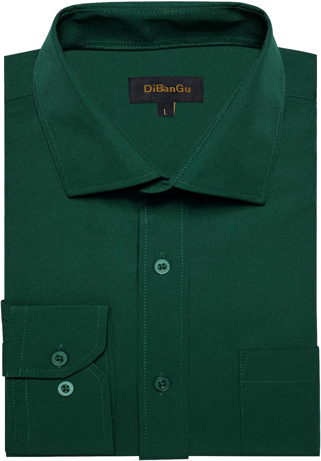 DiBanGu Long Sleeve Button Up Shirts for Men Casual Business Shirt with Pocket Solid Regular Fit Shirts for Formal Wedding - Image 7