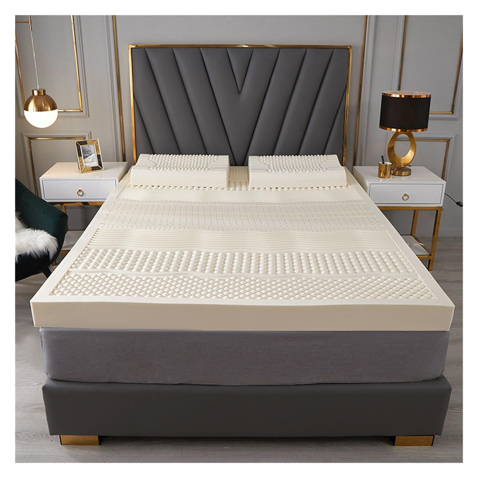 Mattress Topper Queen Natural Latex Foam Mattress Foldable Comfortable Mattress Full Size for Single and Double Persons at