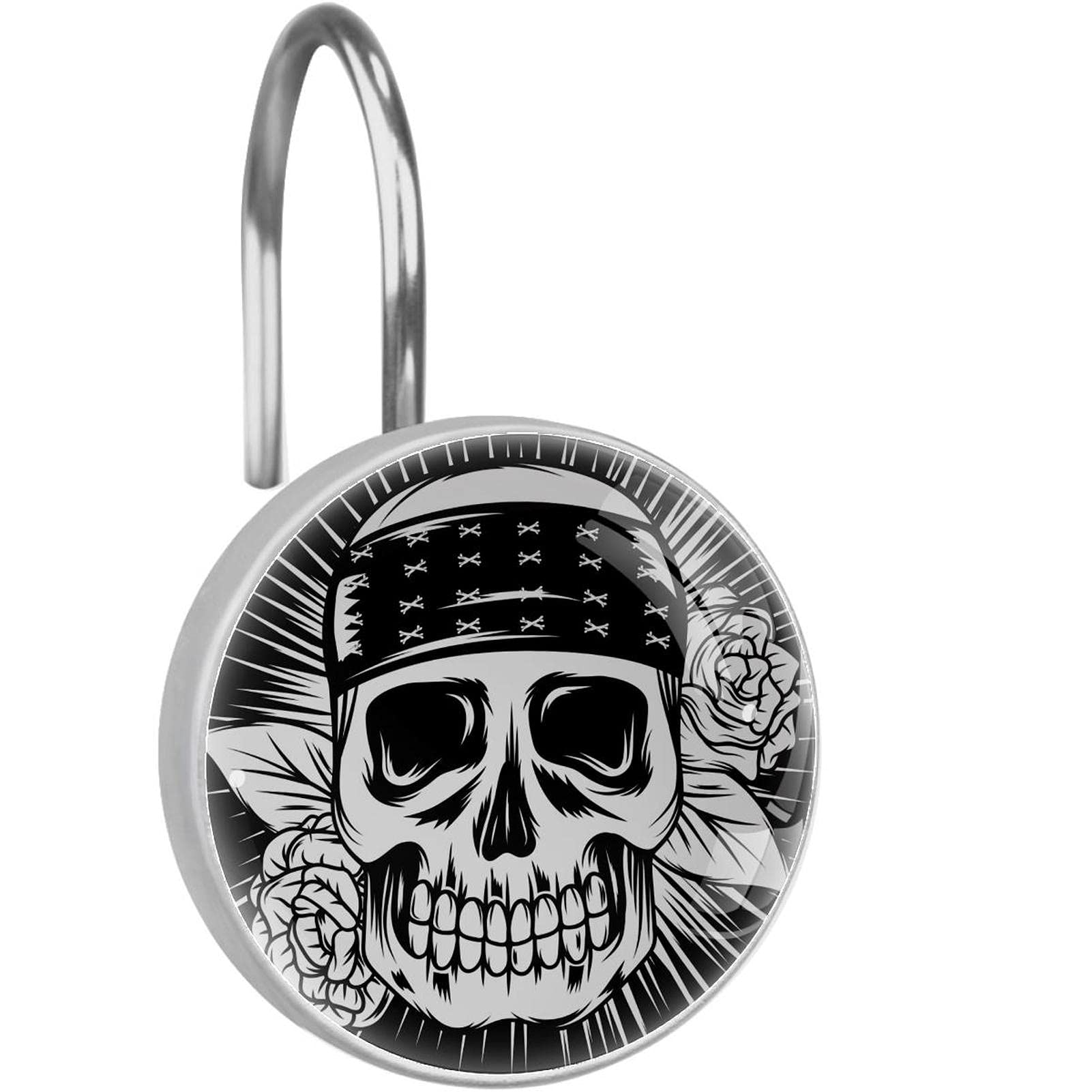 Crochets rideau de douche en acier inoxydable squelette d'Halloween