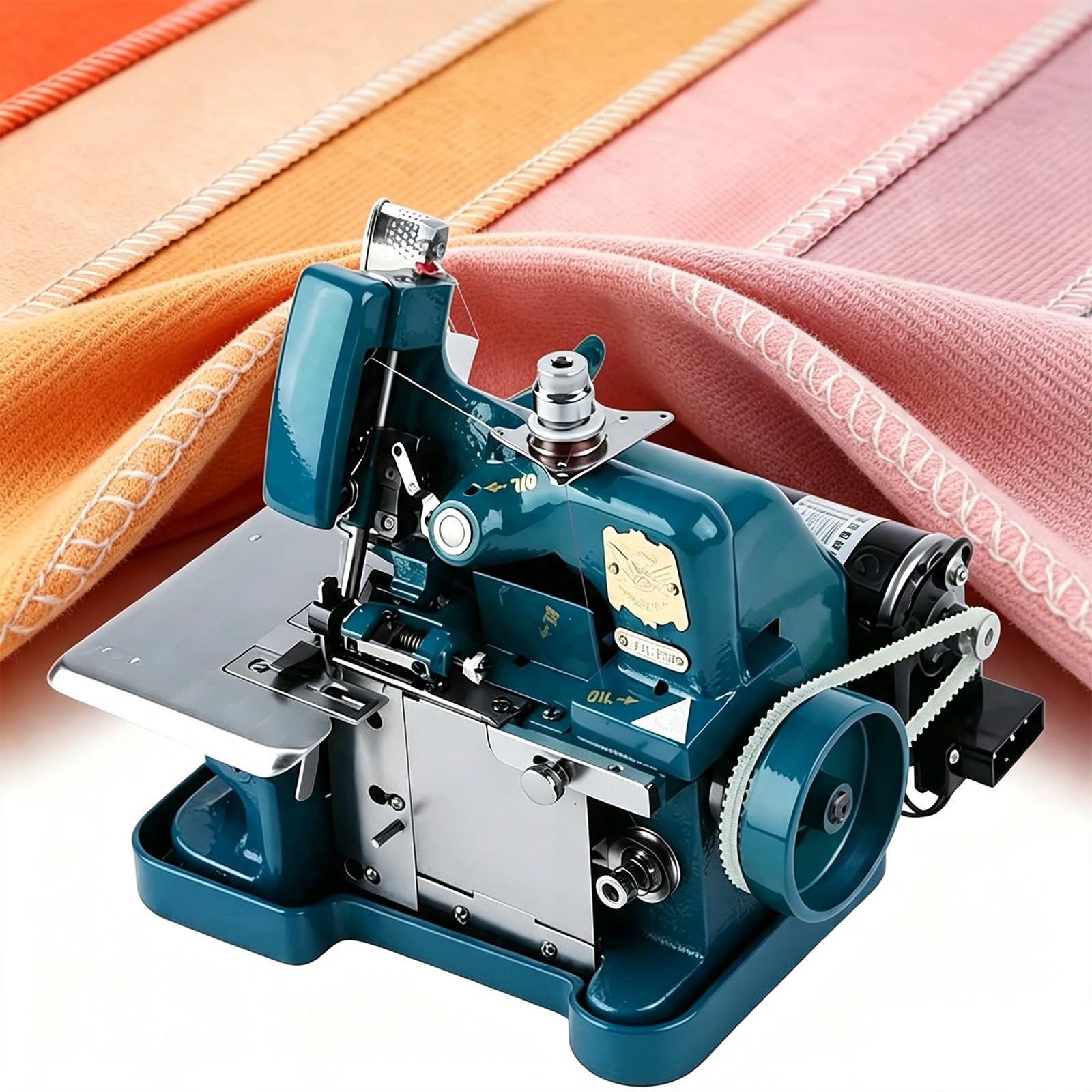 Máquina Overlock Industrial | Velocidad Ajustable, Longitud de Puntada Ajustable con Marco de Metal, para Tela de Alta Resistencia(blue)