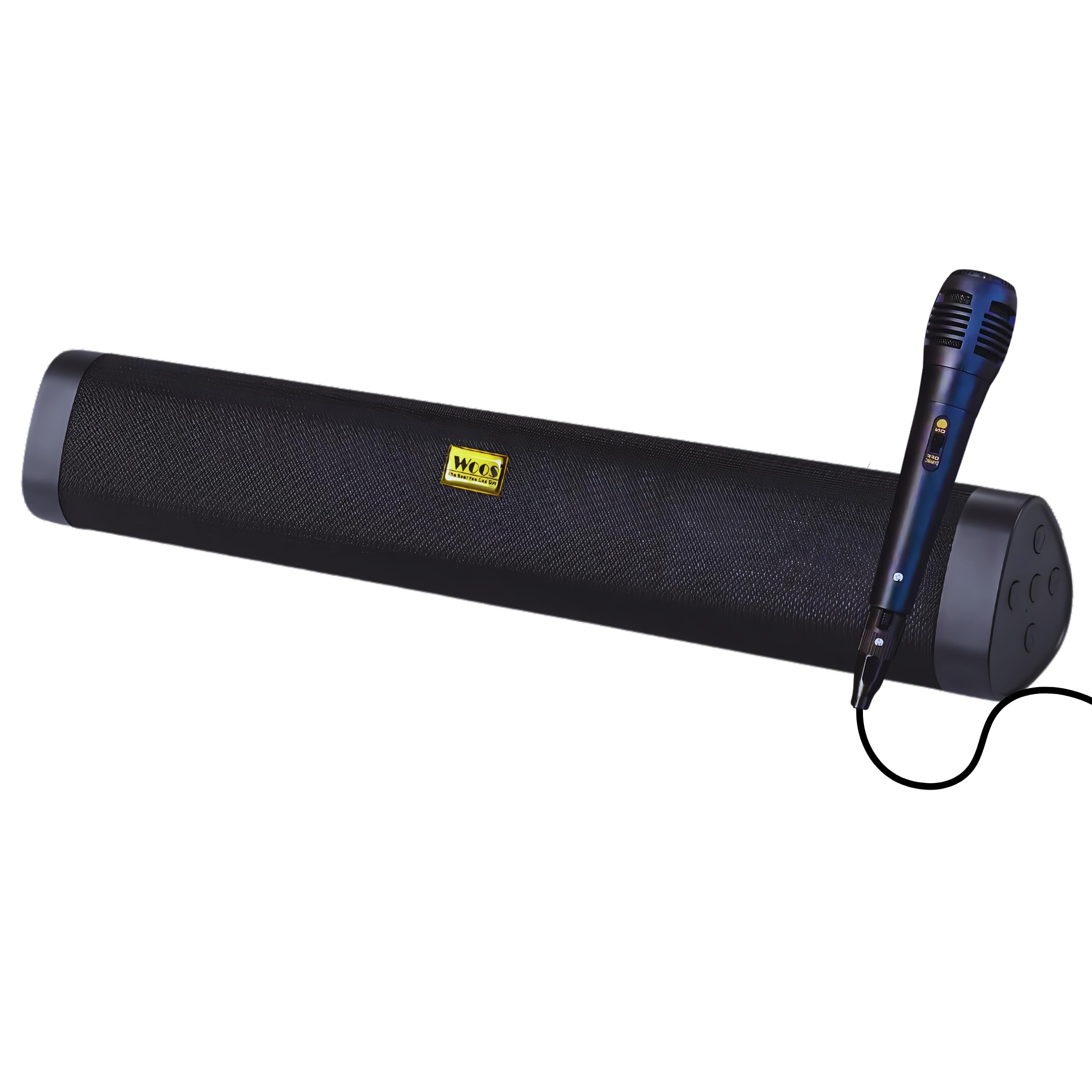 tri fusion soundbar bluetooth 5.0 fm radio wired mic aux/usb/tf inputs rechargeable portable stylish design(black)