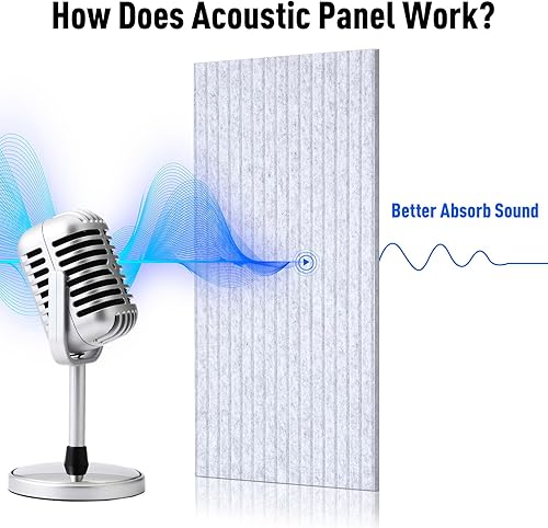 Miniatura 4 de Paquete de 10 paneles acústicos grandes insonorizados, paneles acústicos grandes de 47 x 24 x 0.4 pulgadas, panel de pared de espuma absorbente de