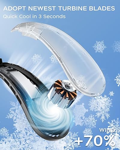 Miniatura 2 de Nhpoi Ventilador de cuello portátil, ventilador de refrigeración personal eléctrico, ventilador sin aspas manos libres con 3 velocidades de viento,